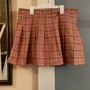 Pink plaid skirt